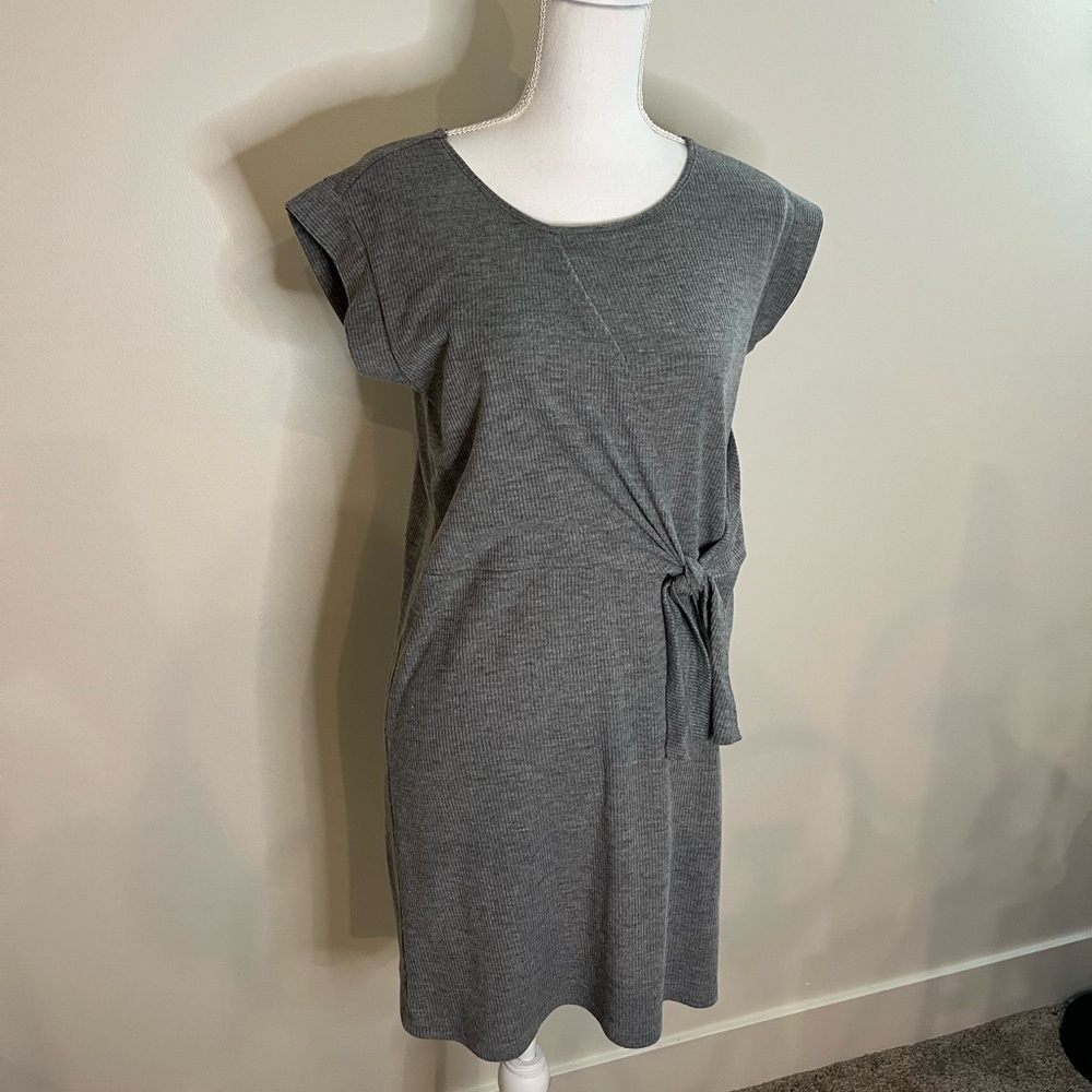 3/$25 Arloh Grey Midi Length Faux Wrap Dress